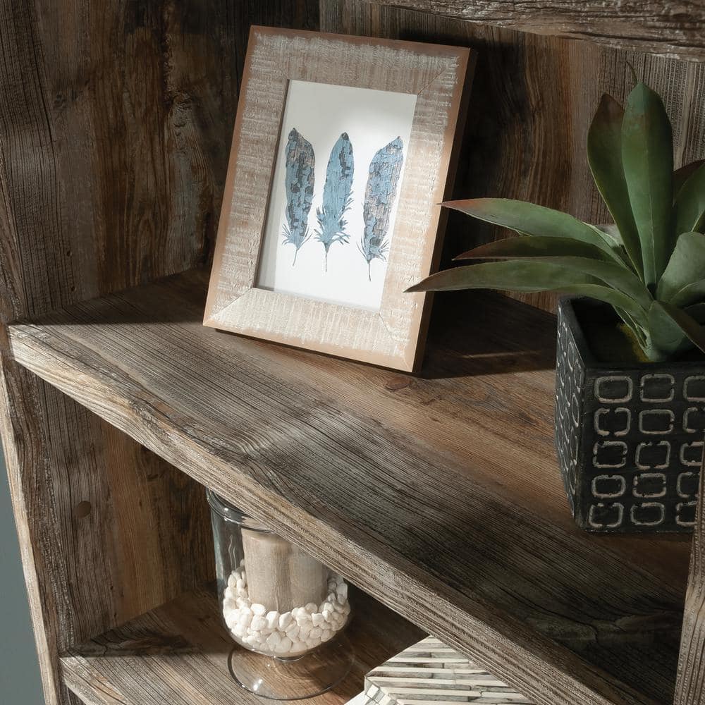 Rustic Cedar 71.5" Adjustable 5-Shelf Bookcase with Doors