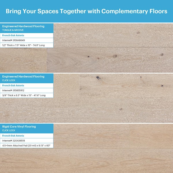 Malibu Wide Plank Maya Bay French Oak 1/2 in. T x 7.5 in. W Click Lock Wirebrushed Engineered Hardwood Flooring (23.4 sq. ft./case)