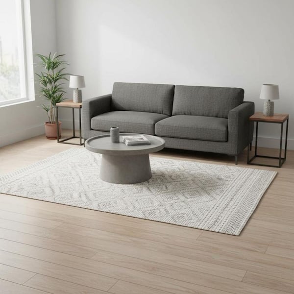 Cream 5 X 8 ft. Woven Geometric Rectangle Indoor Area Rug
