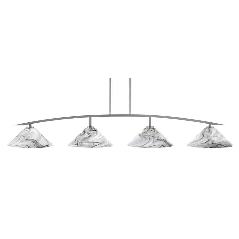 Siena 4-Light Graphite Billiard Light with 16 in. Onyx Swirl Glass Shades, 