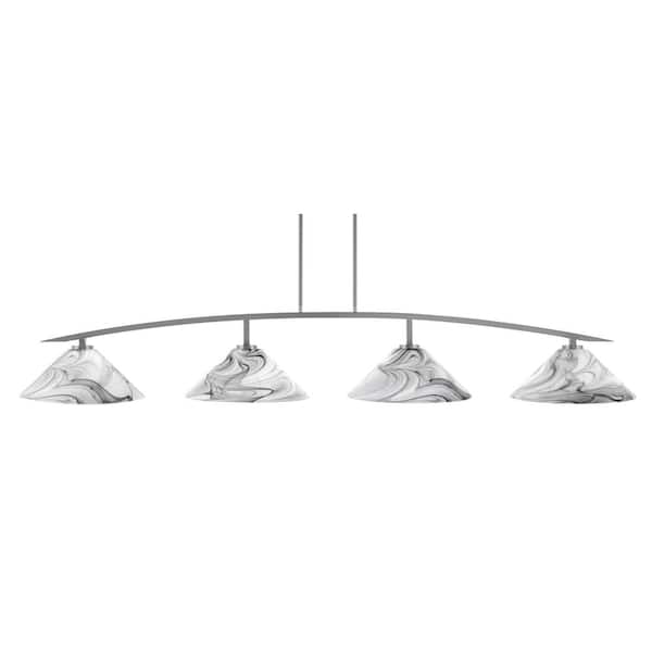 Unbranded Siena 4-Light Graphite Billiard Light with 16 in. Onyx Swirl Glass Shades, no bulbs included