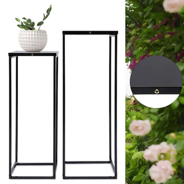  YYFANG Flower Stand, Black, 4PCS, Solid Wood, Triangular  Support, Stable, Environmentally Friendly : Patio, Lawn & Garden