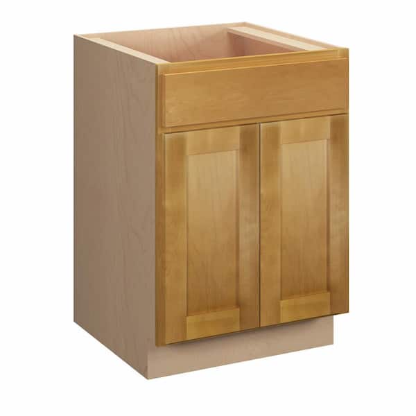 Kunal Kitchens Aberdeen Recessed 24 in. W x 34.5 in. H x 21 in. D in Caramel Plywood Assembled Bath Base Cabinet