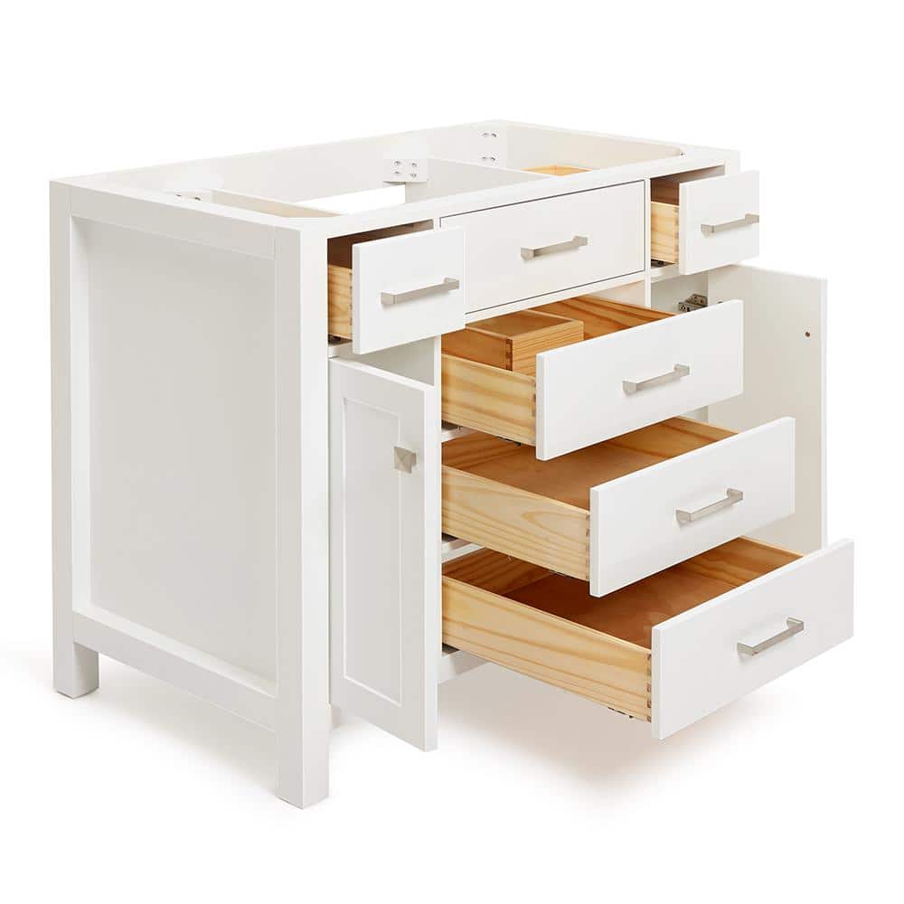White Solid Wood 42" Freestanding Single Vanity Cabinet