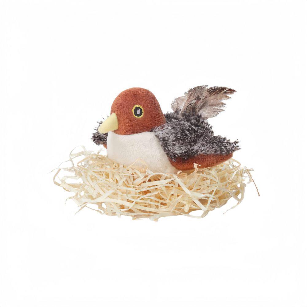 4.0 in. Interactive Cat Toys Decoys with Rechargeable Flapping Bird, Lifelike Chirp Sounds and Touch Activation (1-Pack)