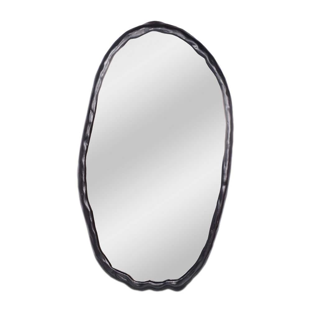 Black Oval Aluminum Wall Mount Accent Mirror