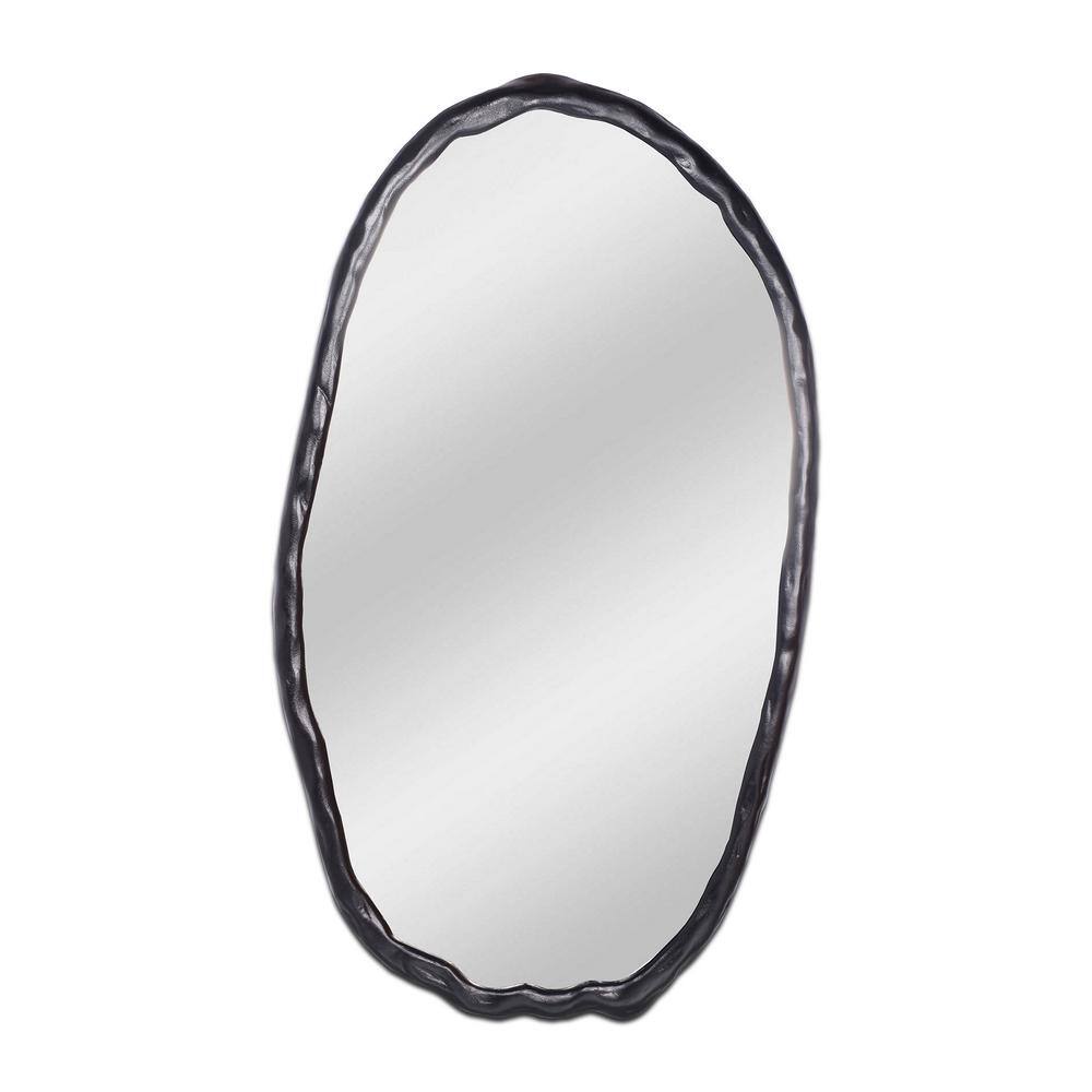 Black Oval Aluminum Wall Mount Accent Mirror