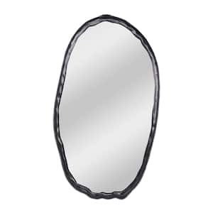 Calantha 28 in. W x 50 in. H Contemporary Black Oval Wall Mirror