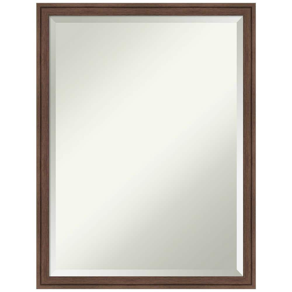 Florence Medium Brown 19.75 in. x 25.75 in. Beveled Casual Rectangle Framed Bathroom Wall Mirror in Brown -  Amanti Art, A38868100356