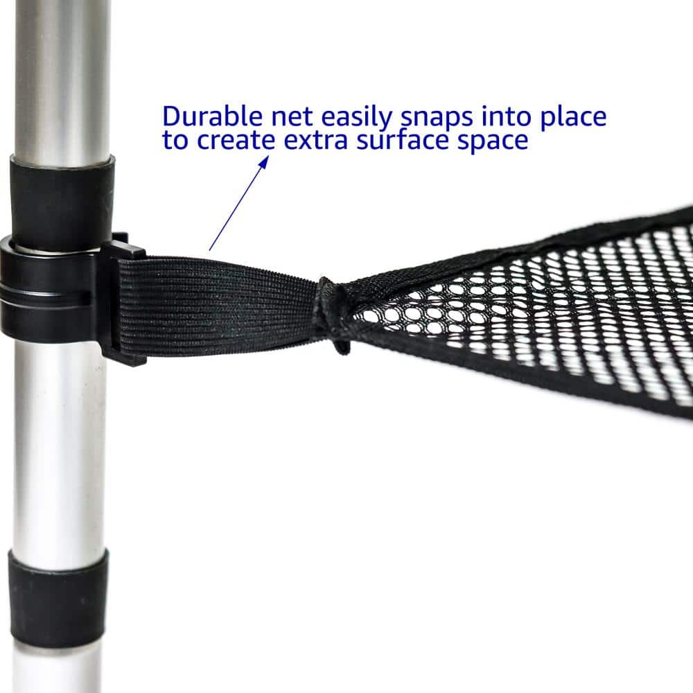 Compact Silver Aluminum Folding Camp Table with Storage Net