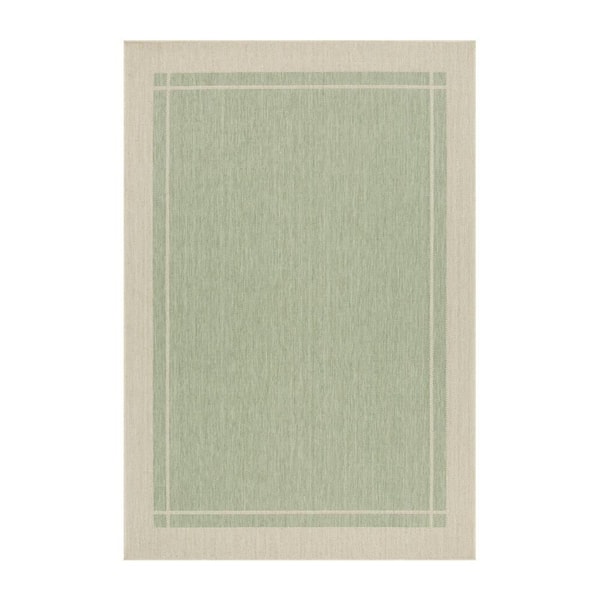 Green Center Border 8 ft. x 10 ft. Indoor/Outdoor Area Rug