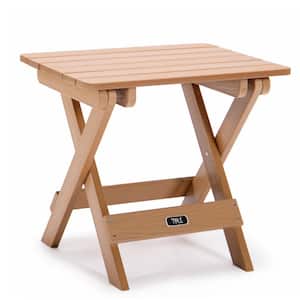 Brown Square Fade-Resistant Plastic Wood Portable Folding 18 in. Outdoor Side Table