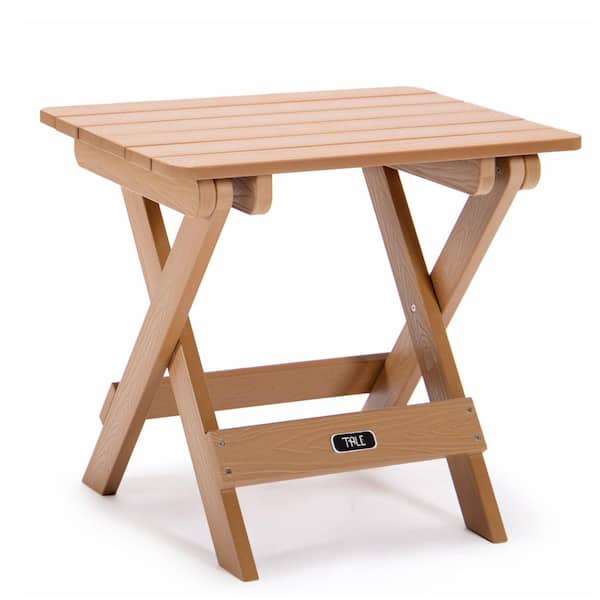 14 in. Outdoor Hardwood Folding Side Table with Slatted