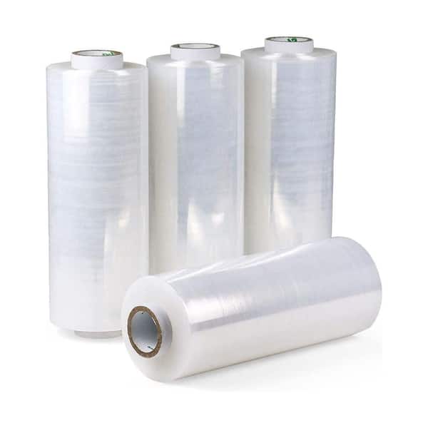 10 Clear Stretch Wrap 4 Pack 950 ft. Heavy Duty 80 Gauge Self-Adhering Shrink Film for Moving Packing and Storage