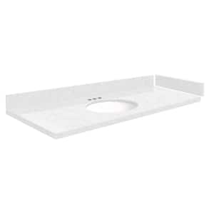 Silestone 49.25 in. W x 22.25 in. D Quartz White Round Single Sink Vanity Top in Statuario