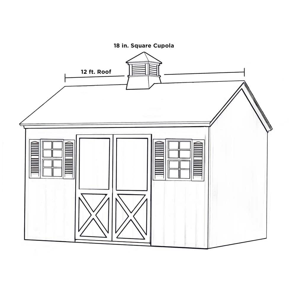Windsor 18" Square Vinyl Cupola with Black Aluminum Roof
