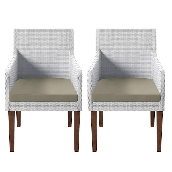 TK CLASSICS Cushioned Acacia Wood Outdoor Dining Chairs with Beige Cushions (Set of 2)