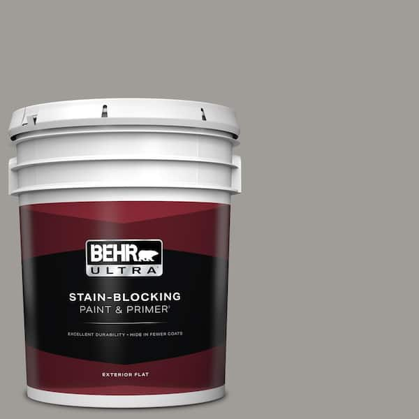 BEHR ULTRA 5 gal. #BNC-17 Casual Gray Flat Exterior Paint & Primer