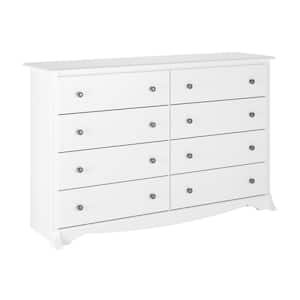 Monterey 8-Drawer White Dresser 37 in. H x 59 in. W x 17.25 in. D