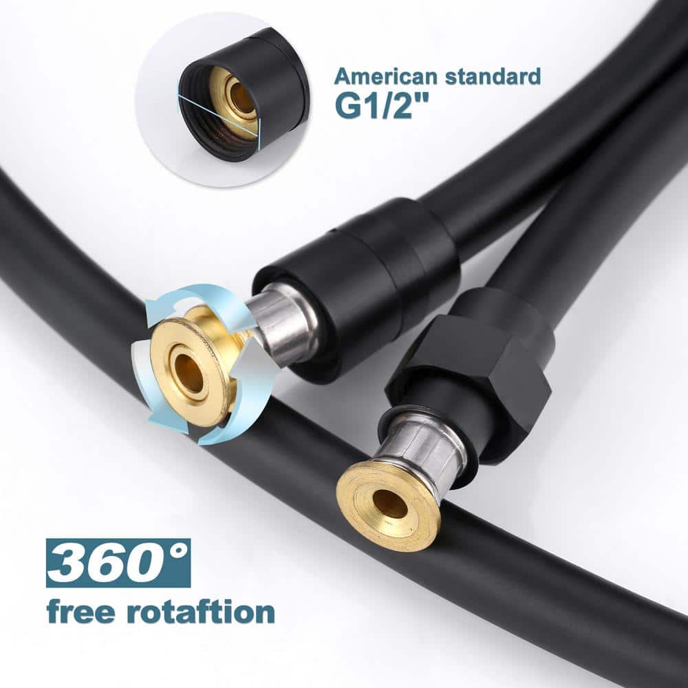 Matte Black 79-Inch PVC Shower Hose with Brass Fittings