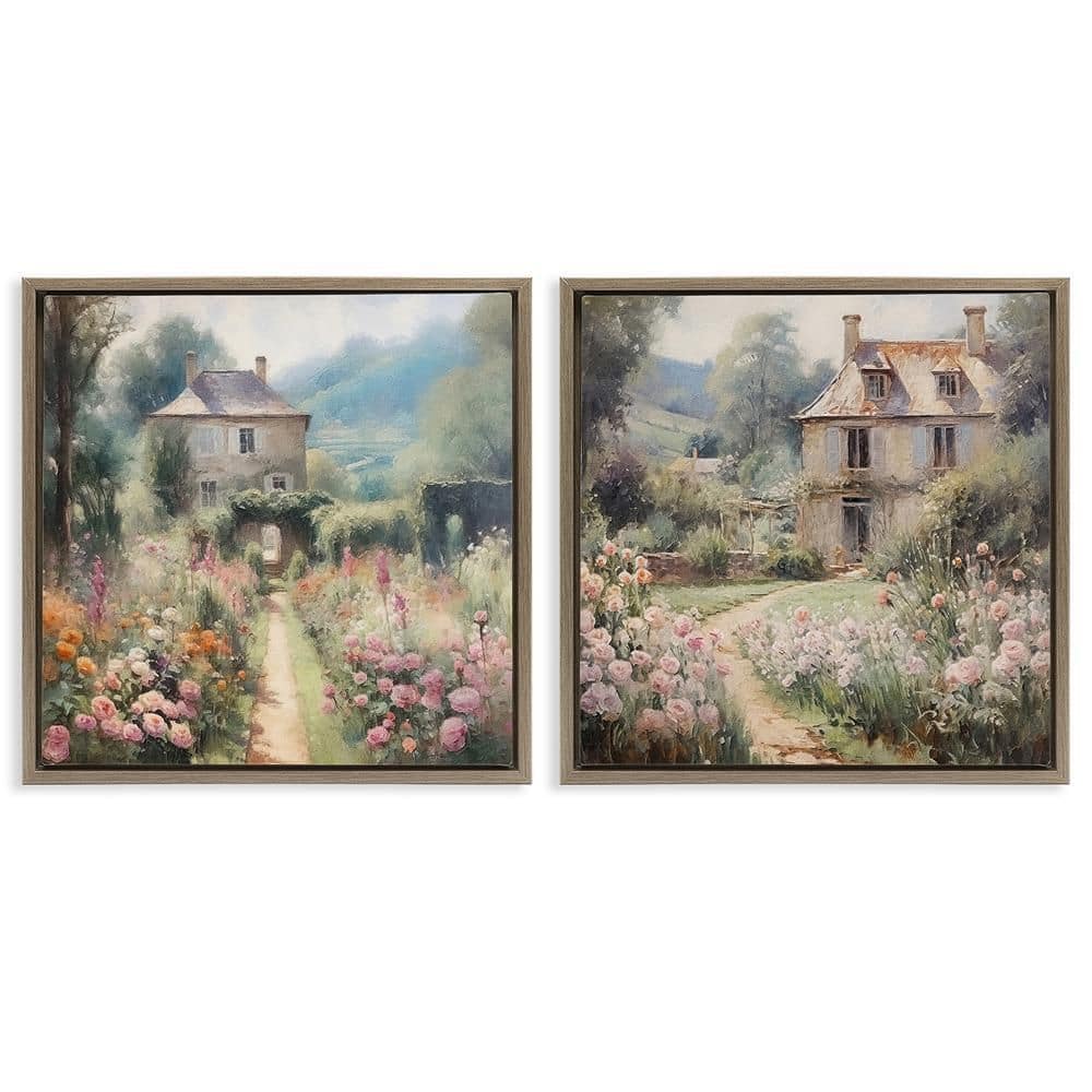 Quaint French Country Garden by RileyB 2 Piece Brown Floater Frame Nature Graphic Art Print 18 in. x 18 in. price history on PriceWatchPro