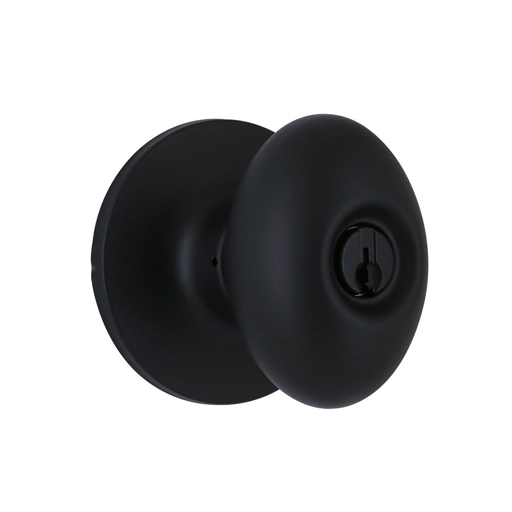 Beale Matte Black Keyed Entry Door Knob Featuring Dual Keyway