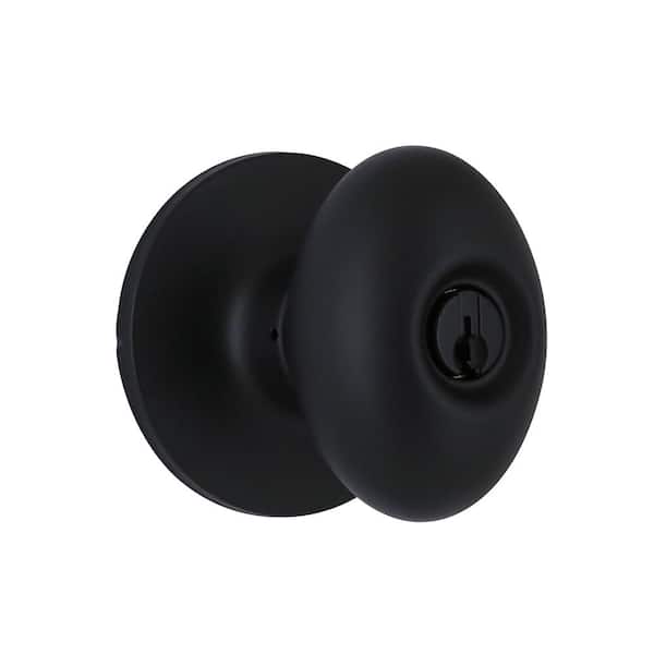 Beale Matte Black Keyed Entry Door Knob Featuring Dual Keyway