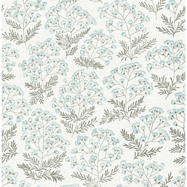 Floret Blue Floral Paper Strippable Roll (Covers 56.4 sq. ft.)