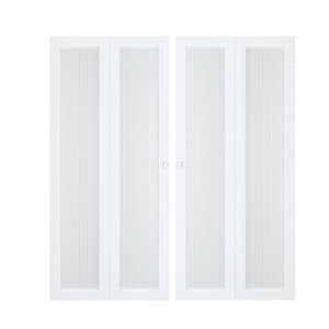 72 in. x 80 in. (Double Doors) White MDF, Frosted Glass Single Glass Panel Bi-Fold Interior Door