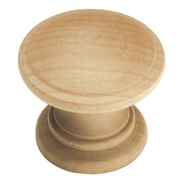 HICKORY HARDWARE Natural Woodcraft Collection 1-1/4 in. Dia Unfinished Wood Finish Cabinet Knob (2-Pack)