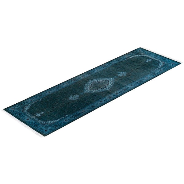 Overdyed Blue 2 ft. 6 in. x 8 ft. 6 in. Wool Indoor Area Rug
