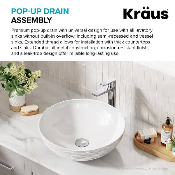 Mushroom Style Pop-Up Bathroom Drain - 1-1/2