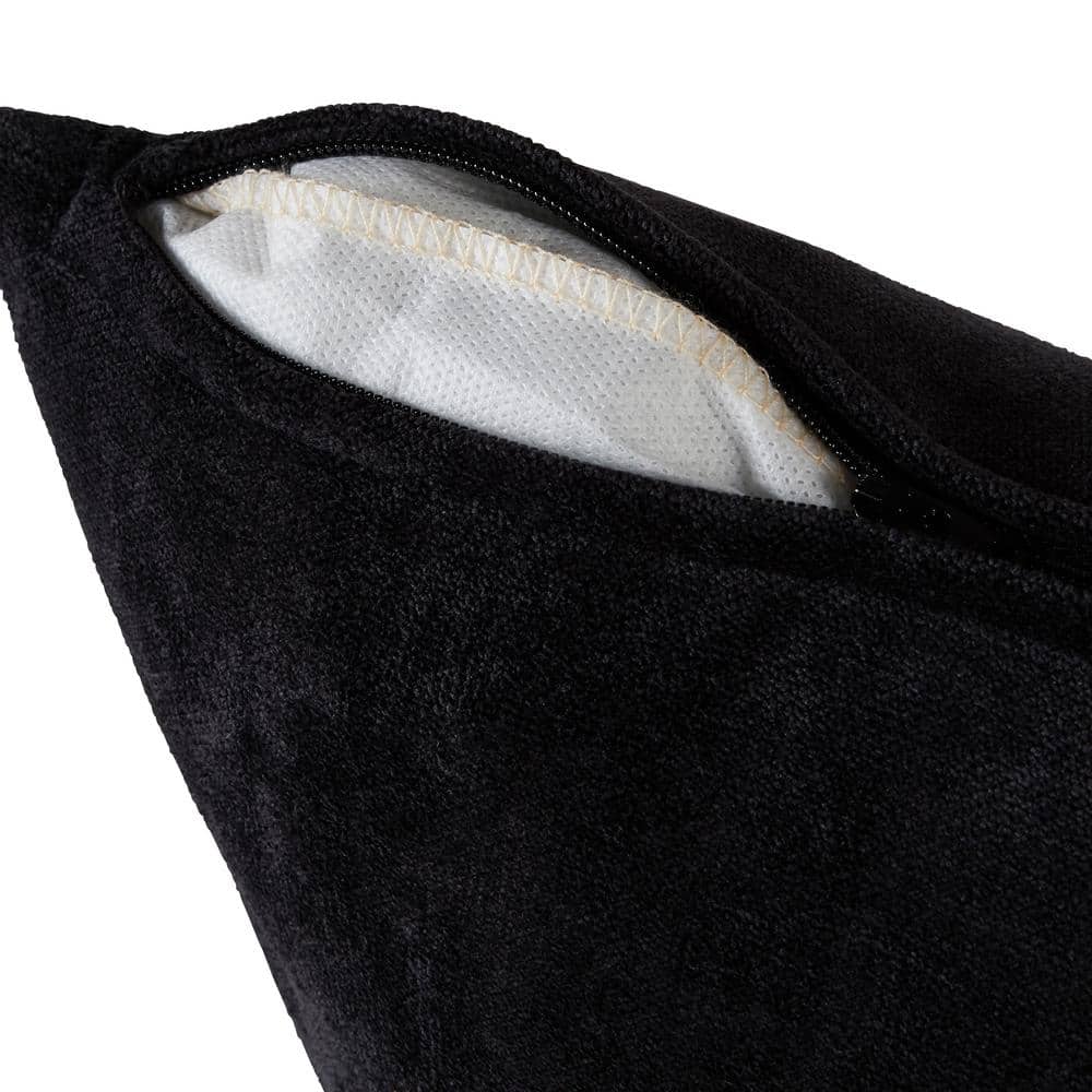 Sable Black Velvet 20-Inch Square Throw Pillow