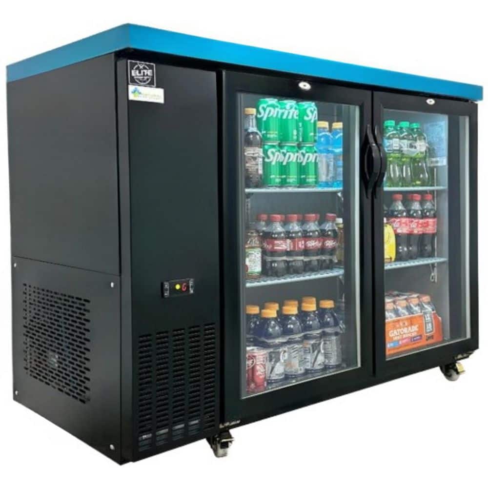 50 in. 11.23 cu. ft. Commercial Beer Black Two Glass Door Showcase EBB48-H2 Black