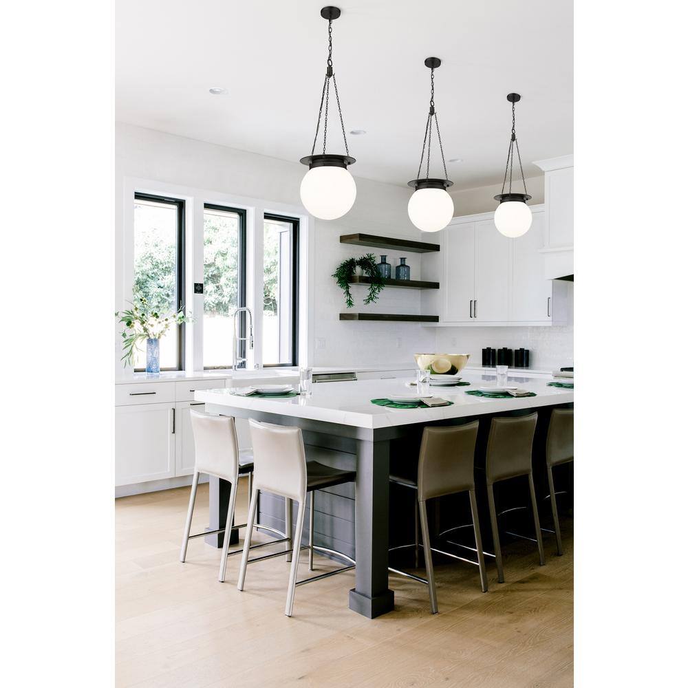 Calhoun Matte Black Steel and Glass Globe Pendant Light
