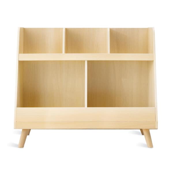 LUE BONA 2-Tier Storage 3-Shelves Natural Color Wooden Kids Bookshelf with  Cubbies and Bookrack for Kids Room or Nursery LB22KS0005-300 - The Home  Depot