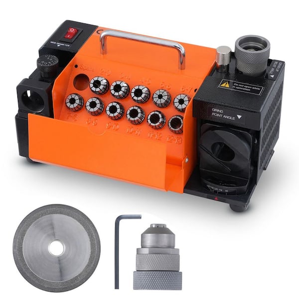 SKYSHALO Drill Bits Sharpener 3-13mm 4500 PRM Corded Steel End Mill Grinder Sharpener with 11 Collets 95° to 135° Adjustable,Hose