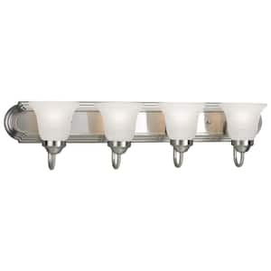 30 in. 4-Light Brushed Nickel Bathroom Vanity Light with Glass Shades