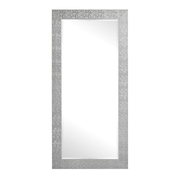HOMESTOCK Silver 31.5 in. W x 65.5 in. H Mosaic Style Full Length Mirror Standing Hanging or Leaning, Framed Modern Mirror