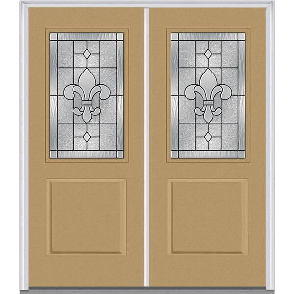 MMI Door 72 in. x 80 in. Carrollton Right-Hand Inswing 1/2-Lite Decorative 1-Panel Painted Fiberglass Smooth Prehung Front Door