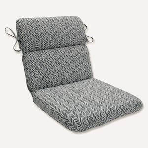 Herringbone 21 in. W x 3 in. H Deep Seat, 1-Piece Chair Cushion with Round Corners in Grey/Ivory Herringbone