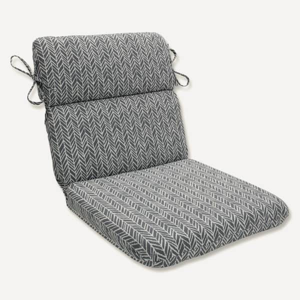 Pillow Perfect Herringbone 21 in. W x 3 in. H Deep Seat, 1-Piece Chair Cushion with Round Corners in Grey/Ivory Herringbone
