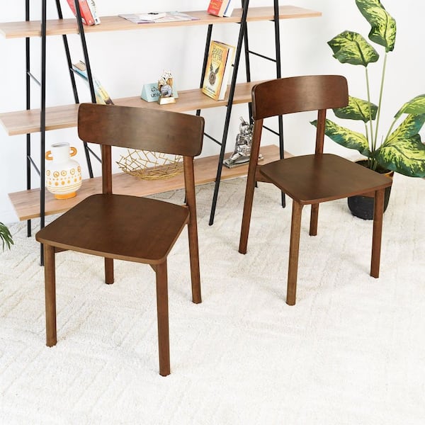 Arleen Brown Solid Wood Mid-Century Modern Dining Side Chair, (Set of 2)