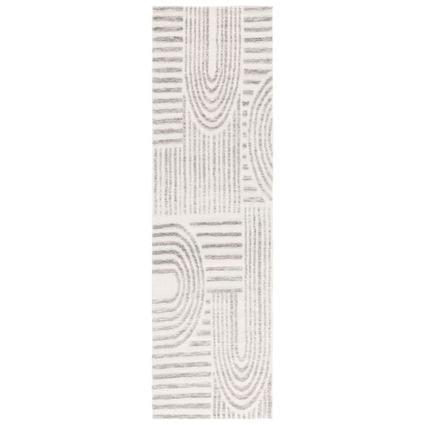 SAFAVIEH Audrey 2 ft. x 8 ft. Ivory/Gray Geometric Parallel Runner Rug