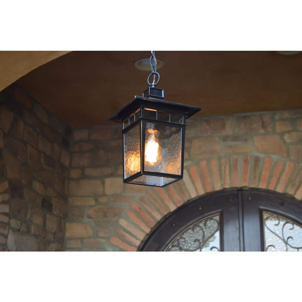 Cullen Black Bronze Outdoor Hanging Lantern with Clear Glass