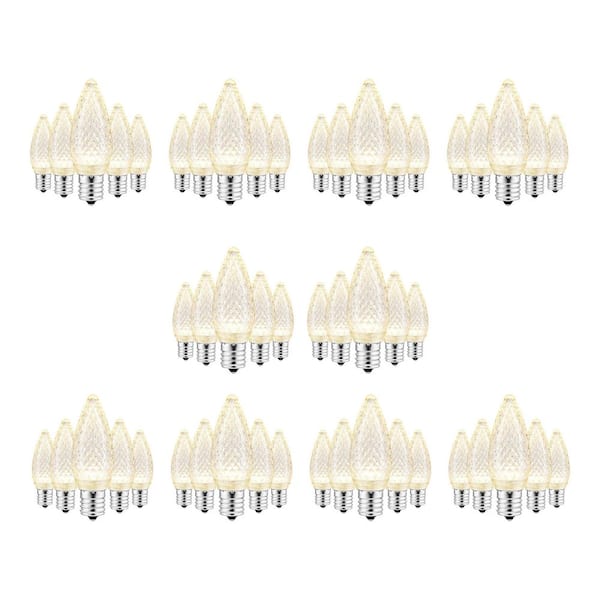 Warm White Commercial Grade Shatter-Resistant Faceted C9 LED Replacement Bulbs (50-Pack)