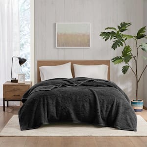 Burlington Black Polyester Twin Blanket