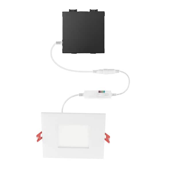 Premium Series 4 in. LED, 2-Level Lumen Select, Square Ultraslim Canless Recessed Light, Adjustable CCT