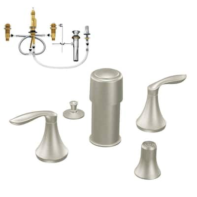 Moen Eva 4 In Centerset 2 Handle High Arc Bathroom Faucet In Brushed Nickel 6410bn The Home Depot