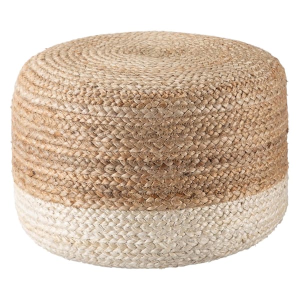 Jalissa Ombre White/ Beige Cylinder Pouf